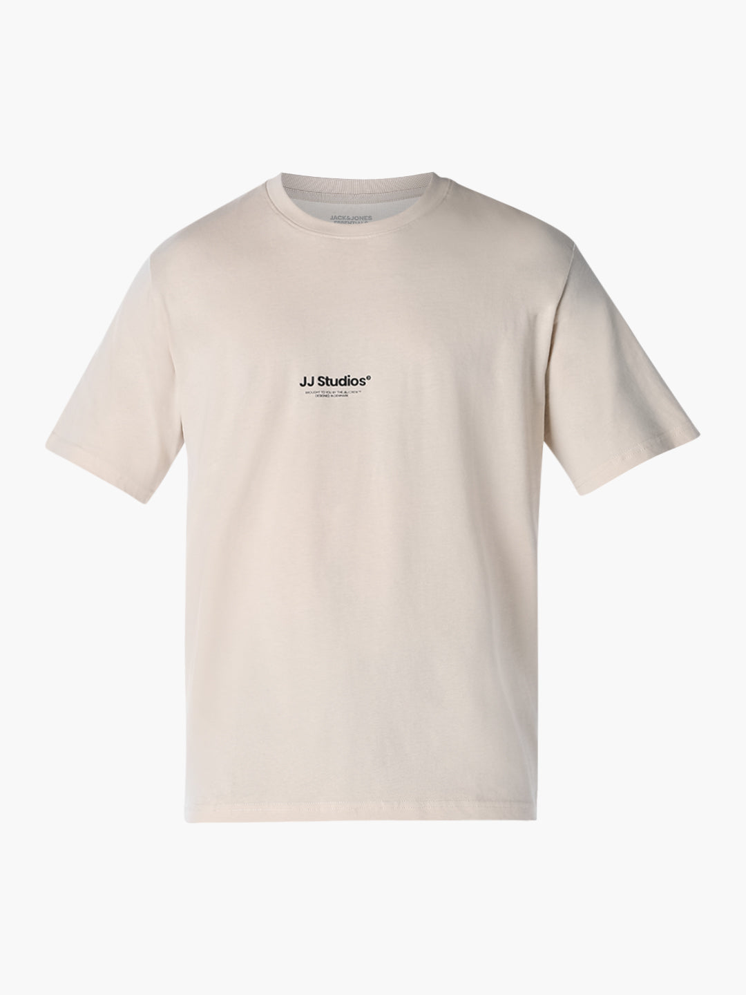 Men Organic Cotton Relaxed Fit Beige Crew Neck Printed T-Shirt