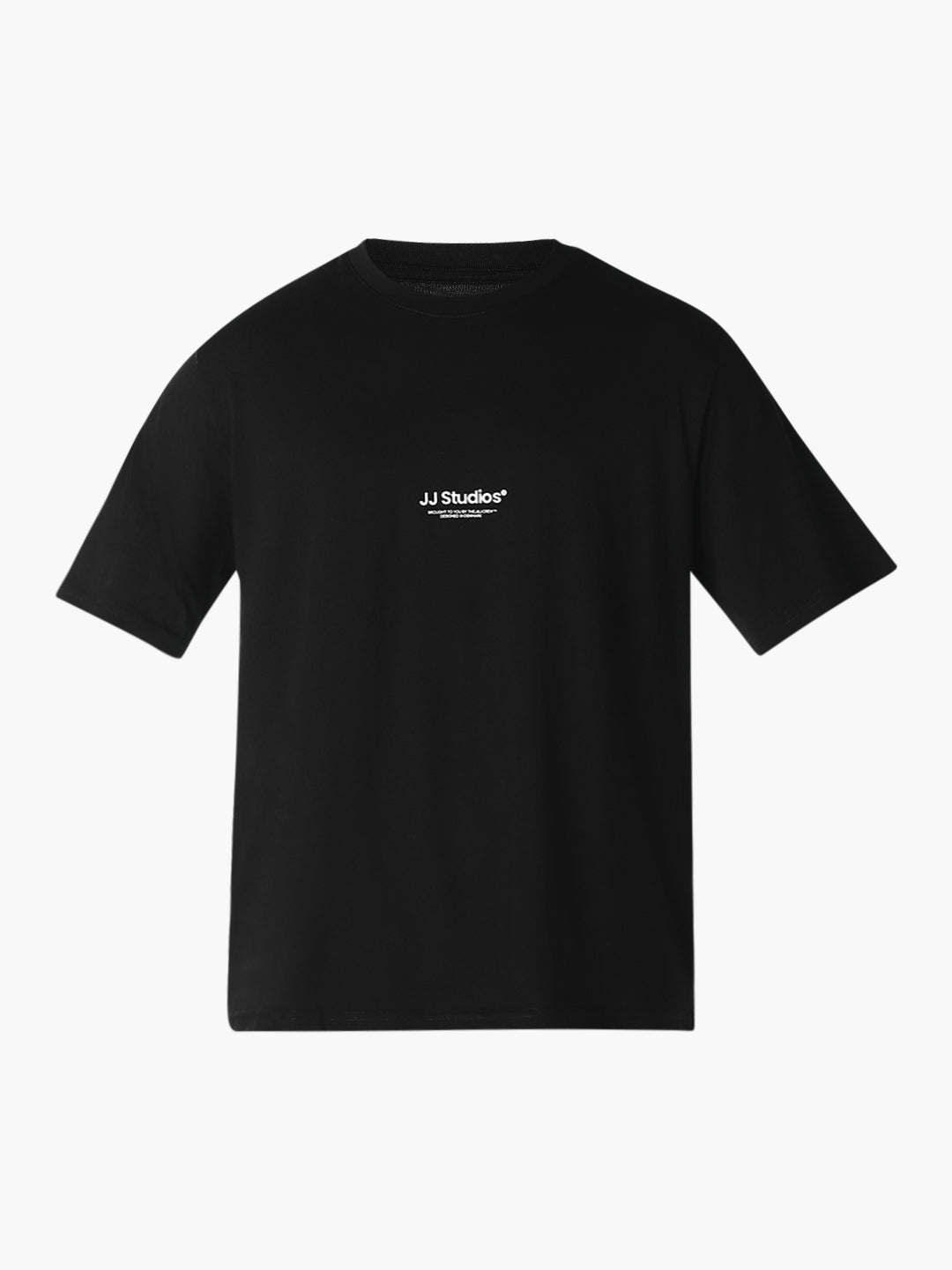 Men's Organic Cotton Relaxed Fit Black Crew Neck Printed T-Shirt