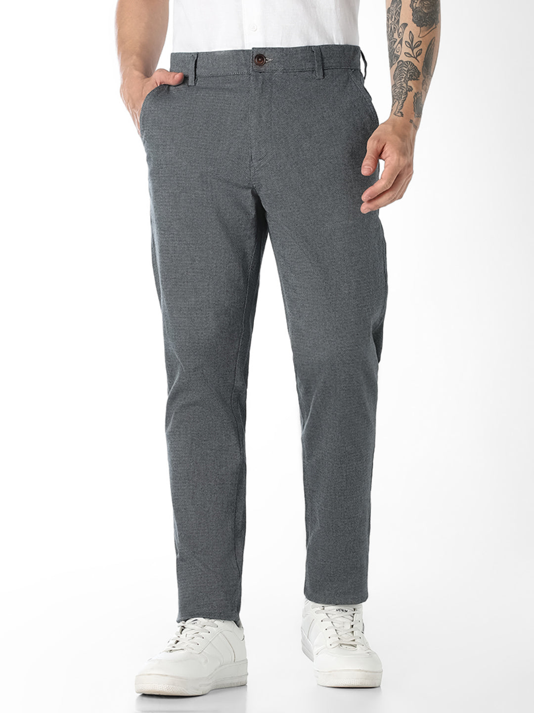 Men's Slim Fit Low Rise Grey Chinos - 28/30