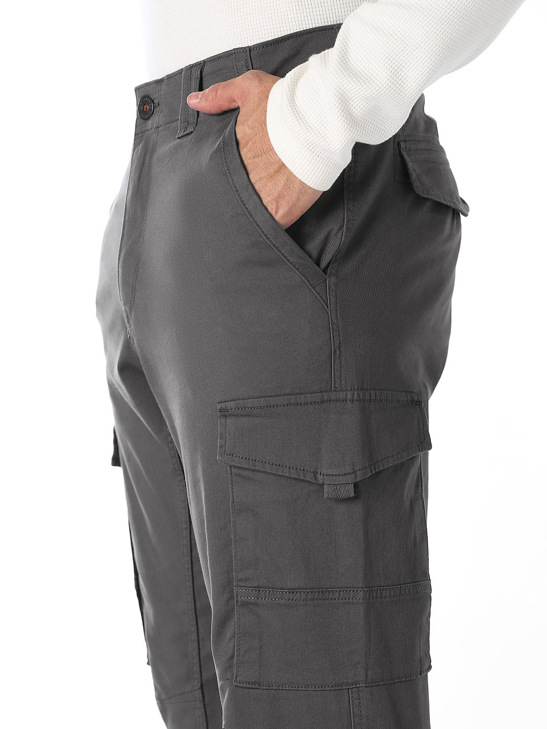 Grey Slim Fit Casual Cargos