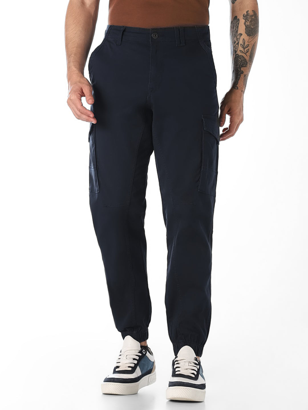 Navy Blue Slim Fit Casual Cargos