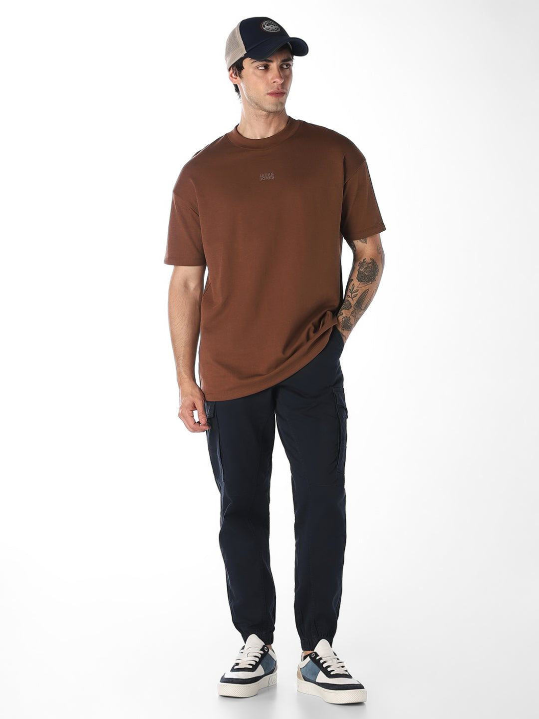 Navy Blue Slim Fit Casual Cargos