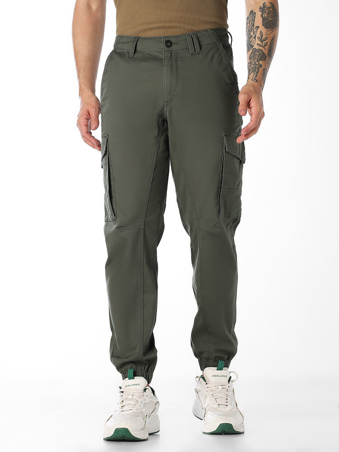 Olive Slim Fit Casual Cargos