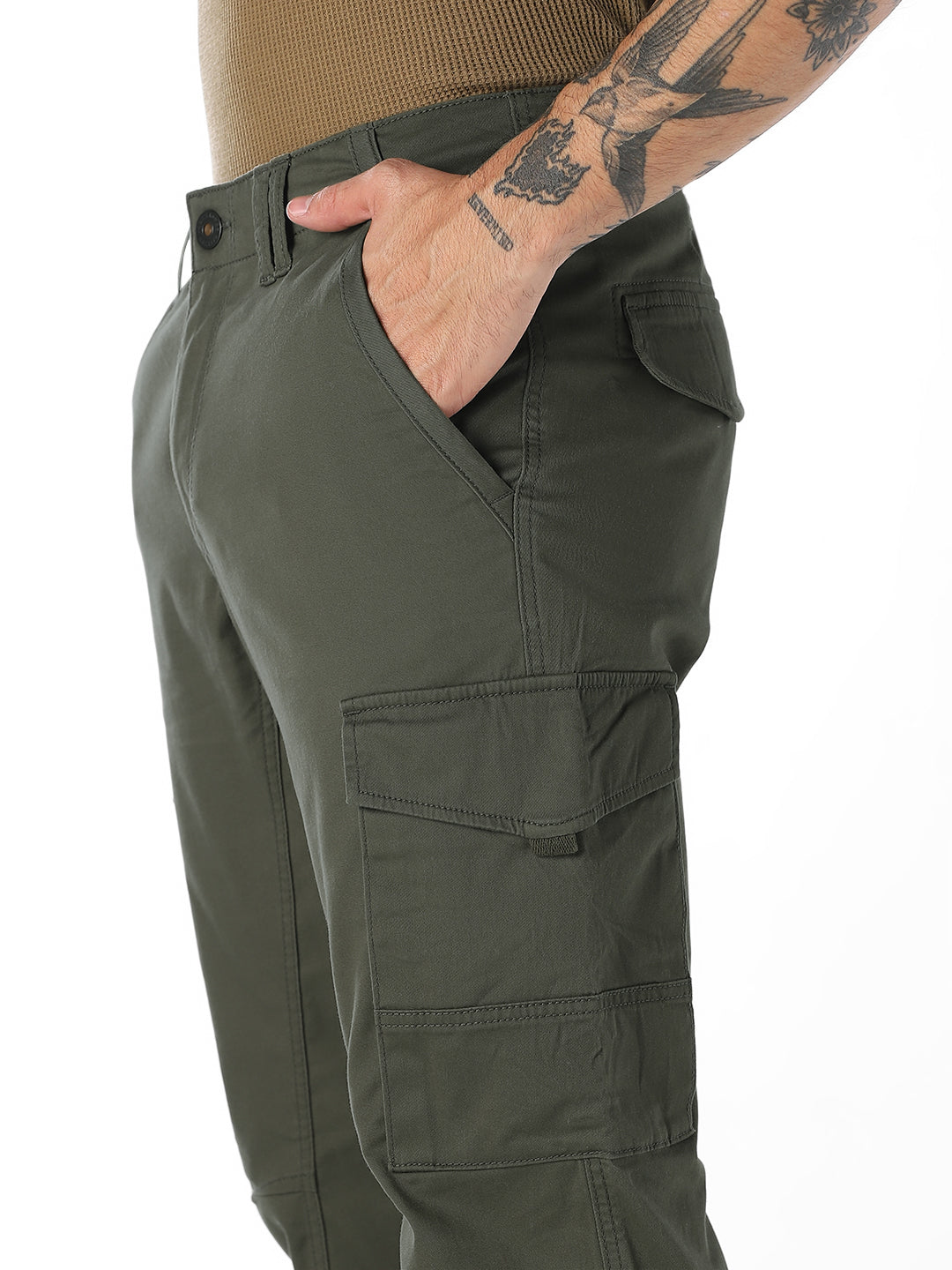 Olive Slim Fit Casual Cargos