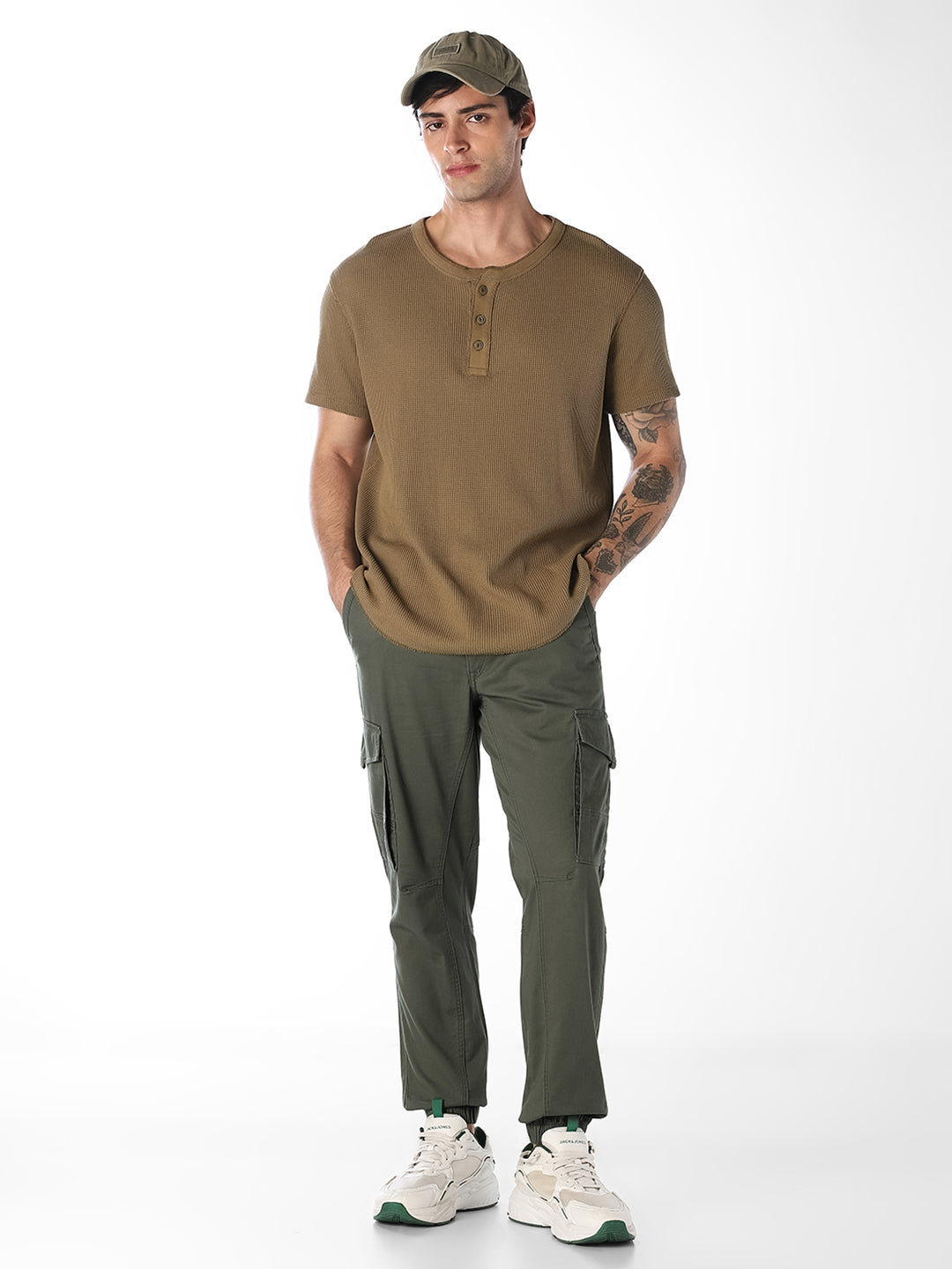 Olive Slim Fit Casual Cargos