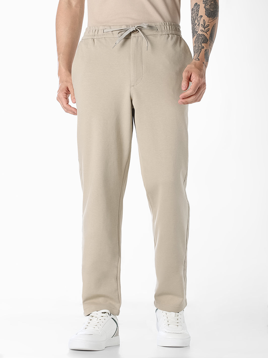 Beige Regular Fit Jogger Pants