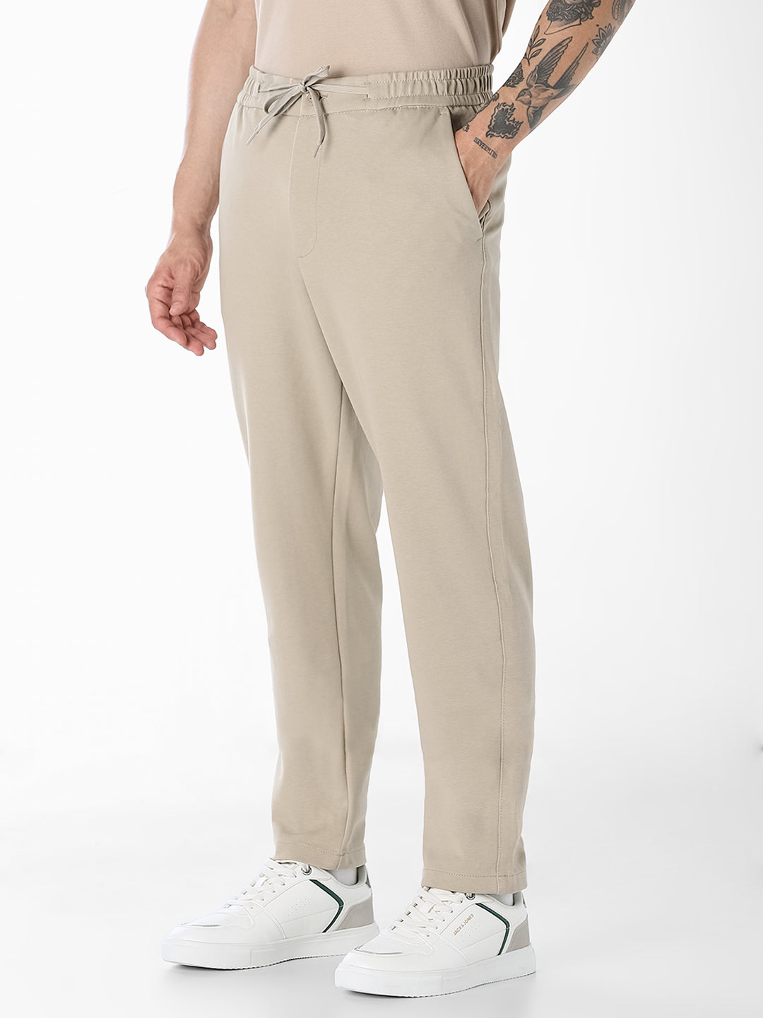Beige Regular Fit Jogger Pants