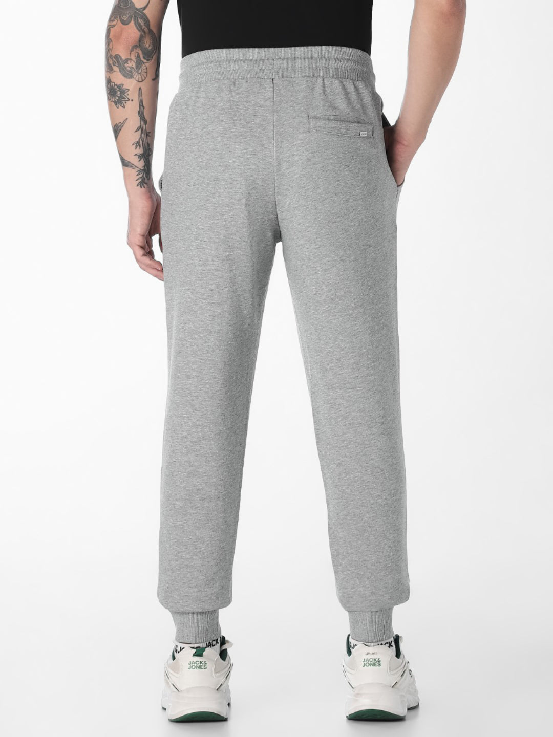 Men's Cotton Slim Fit Joggers With Drawstring Waist - Grey Melange