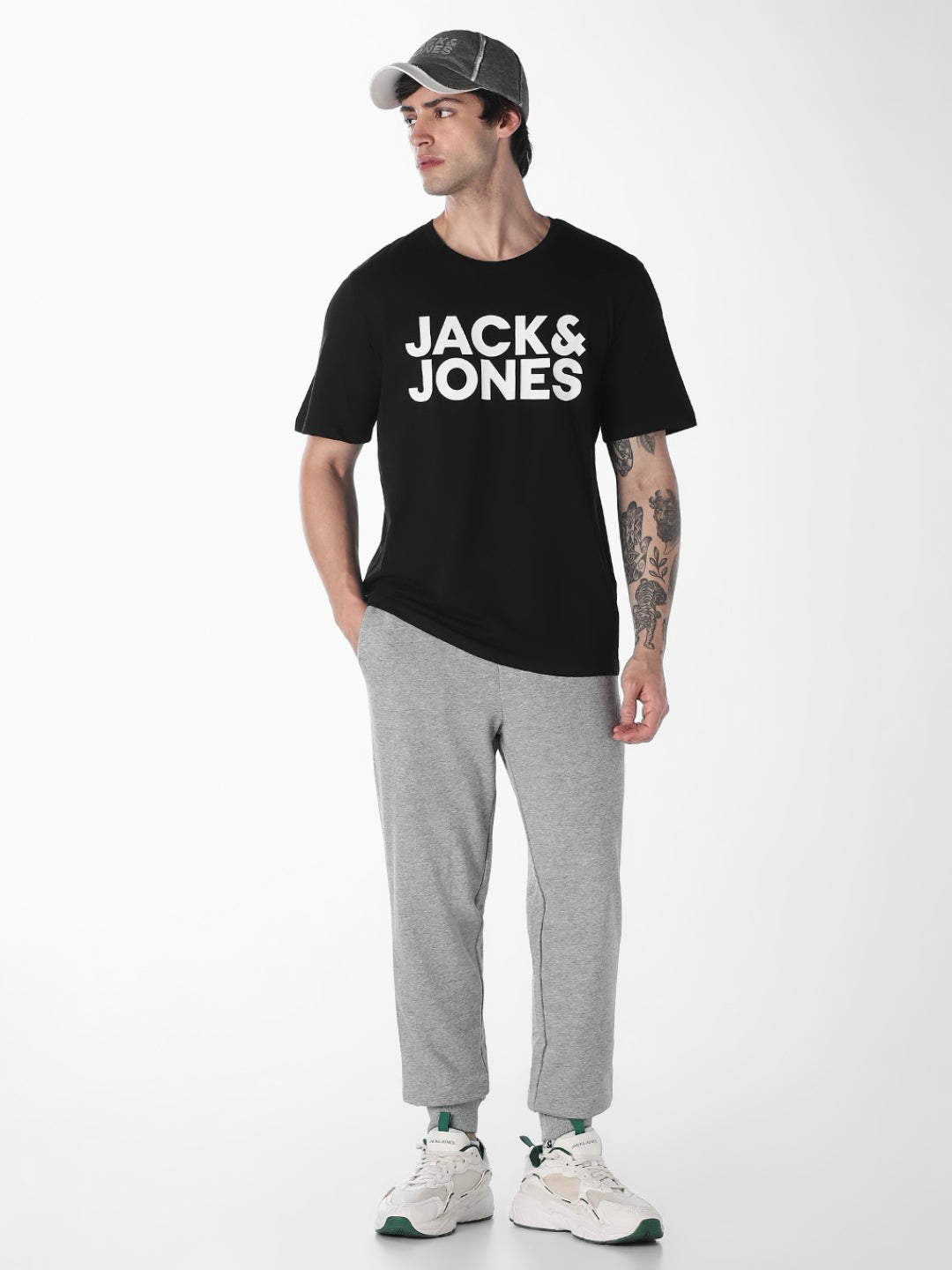 Men's Cotton Slim Fit Joggers With Drawstring Waist - Grey Melange