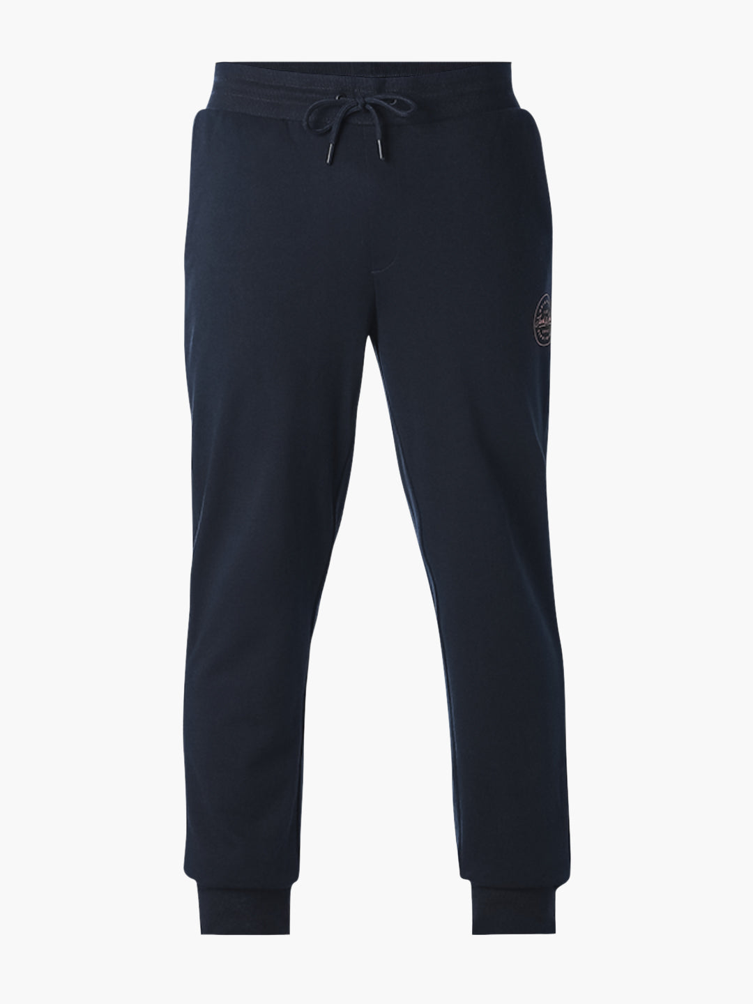 Men's Navy Blue Cotton Slim Fit Joggers With Drawstring Waist