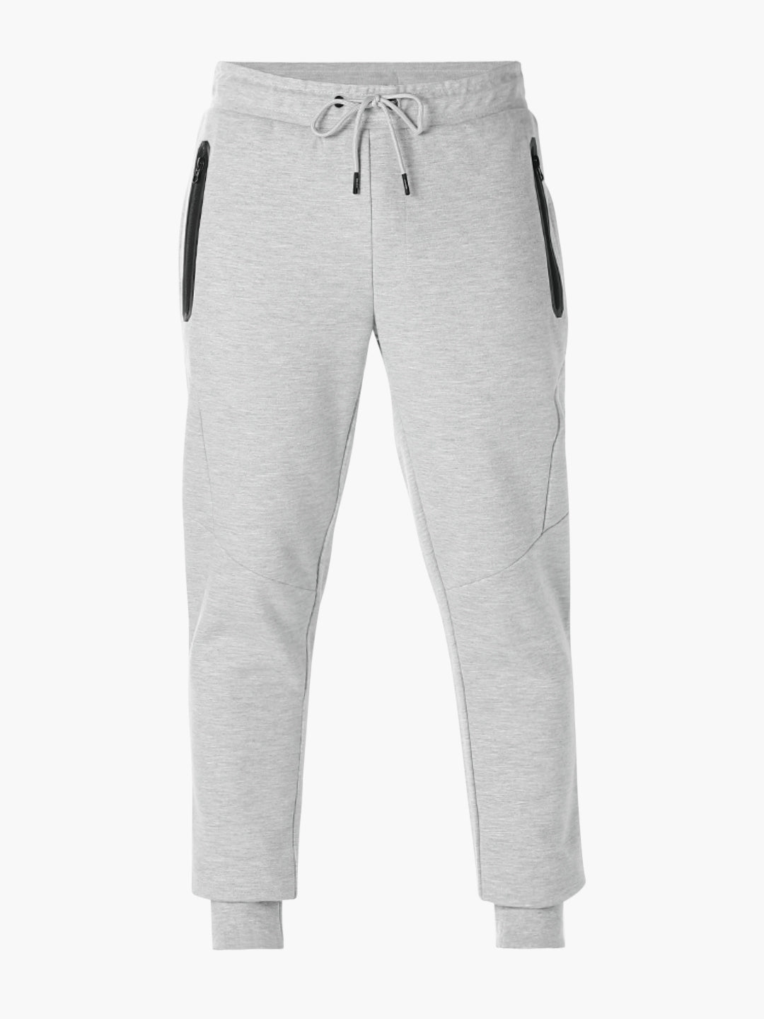 Men's Grey Melange Slim Fit Joggers With Zip Pockets
