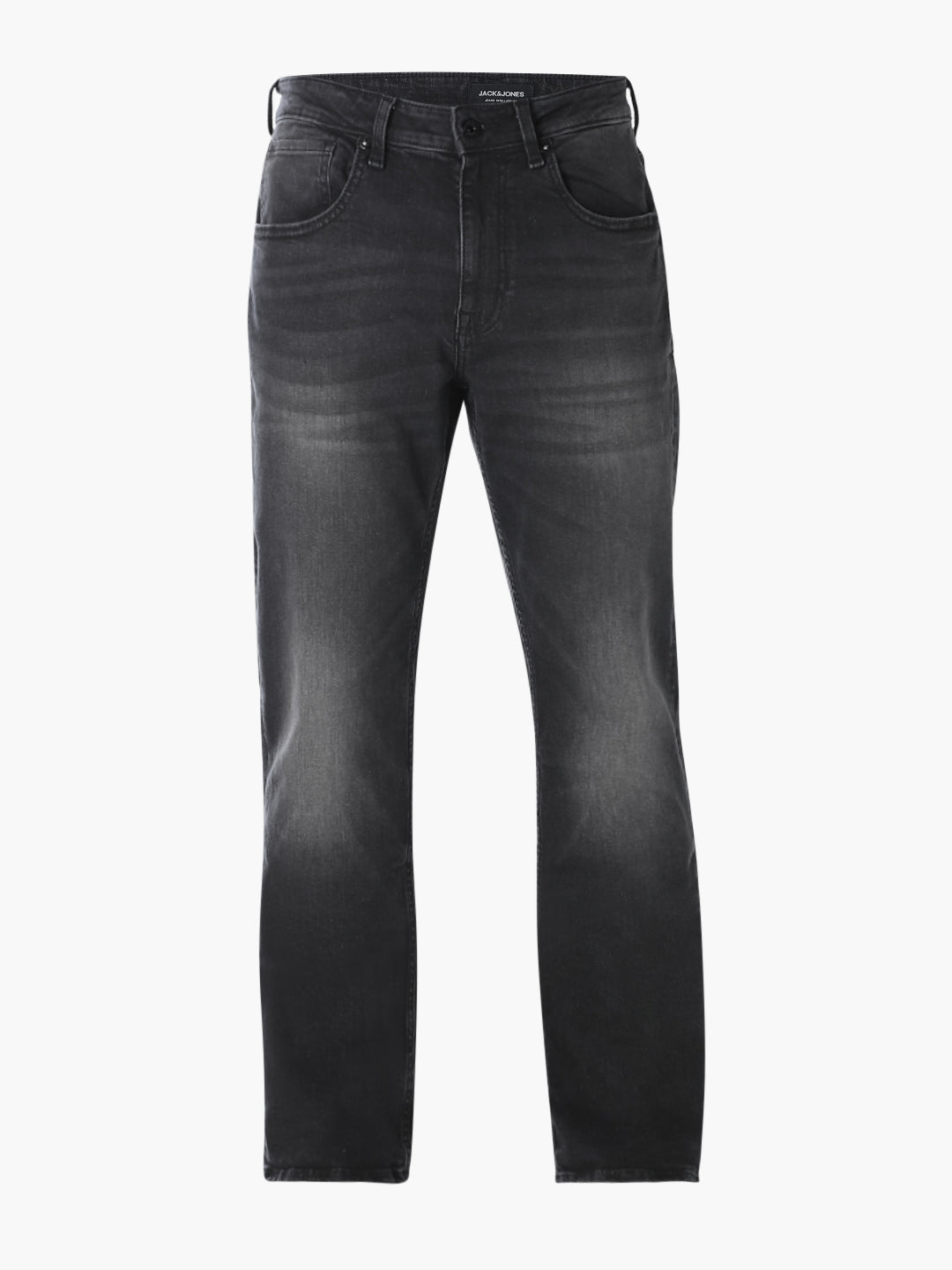 Men Bootcut Black Denim Jeans With Light Fade