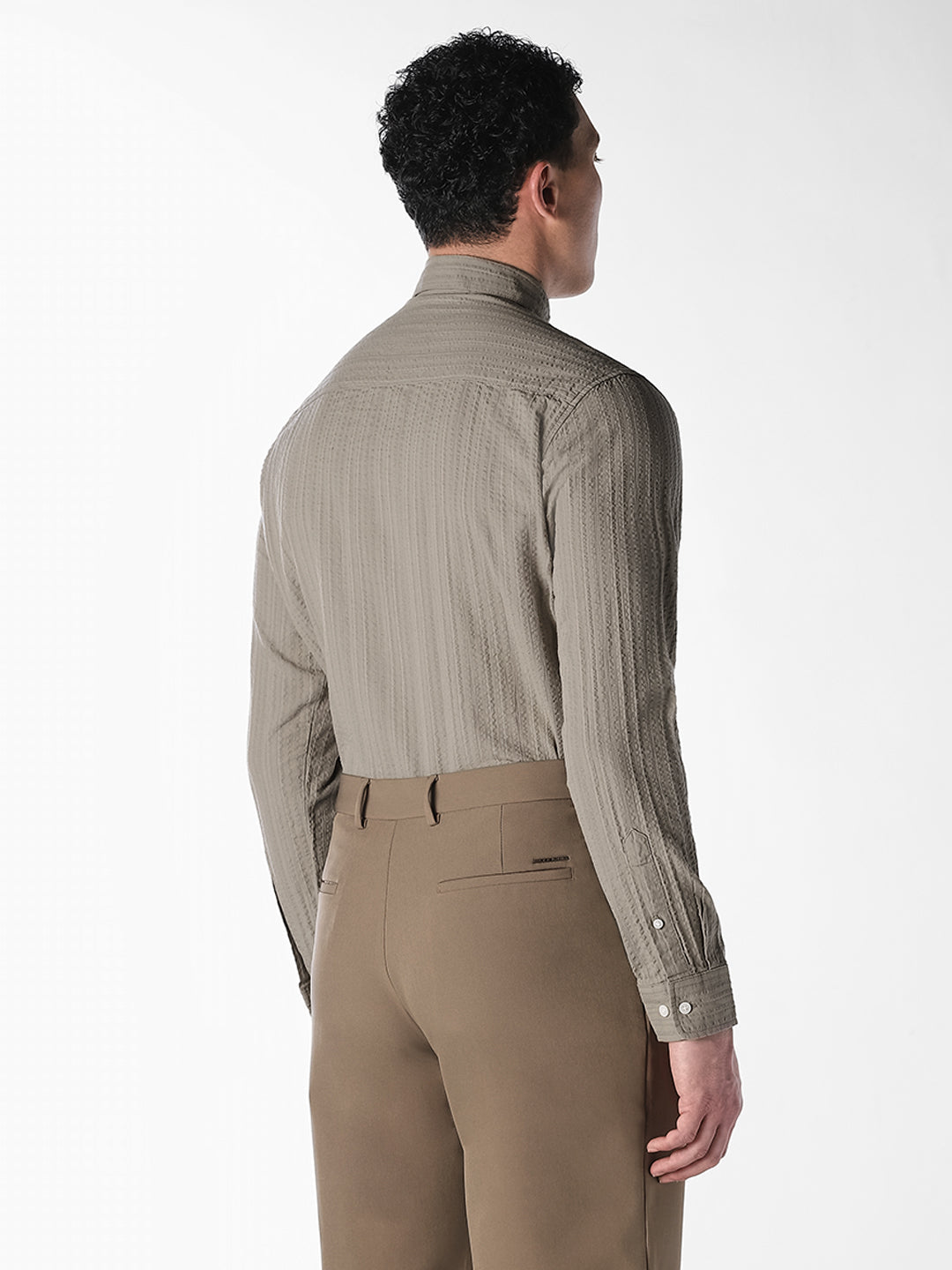 Greige Dobby Cotton Shirt