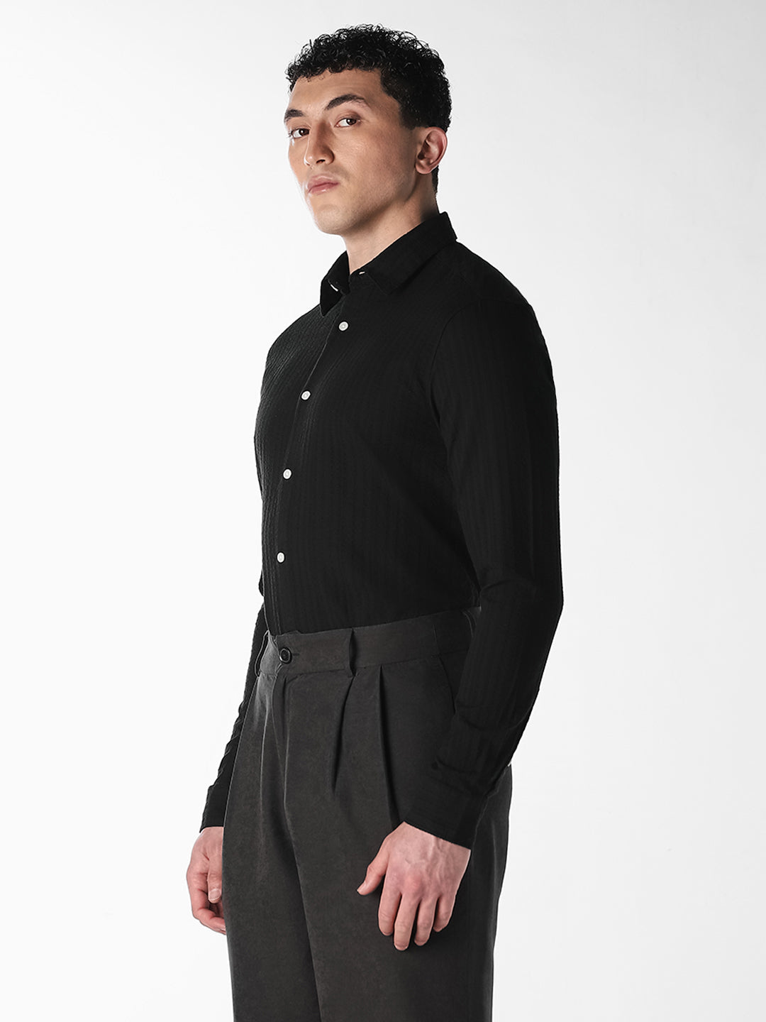 Black Dobby Cotton Shirt