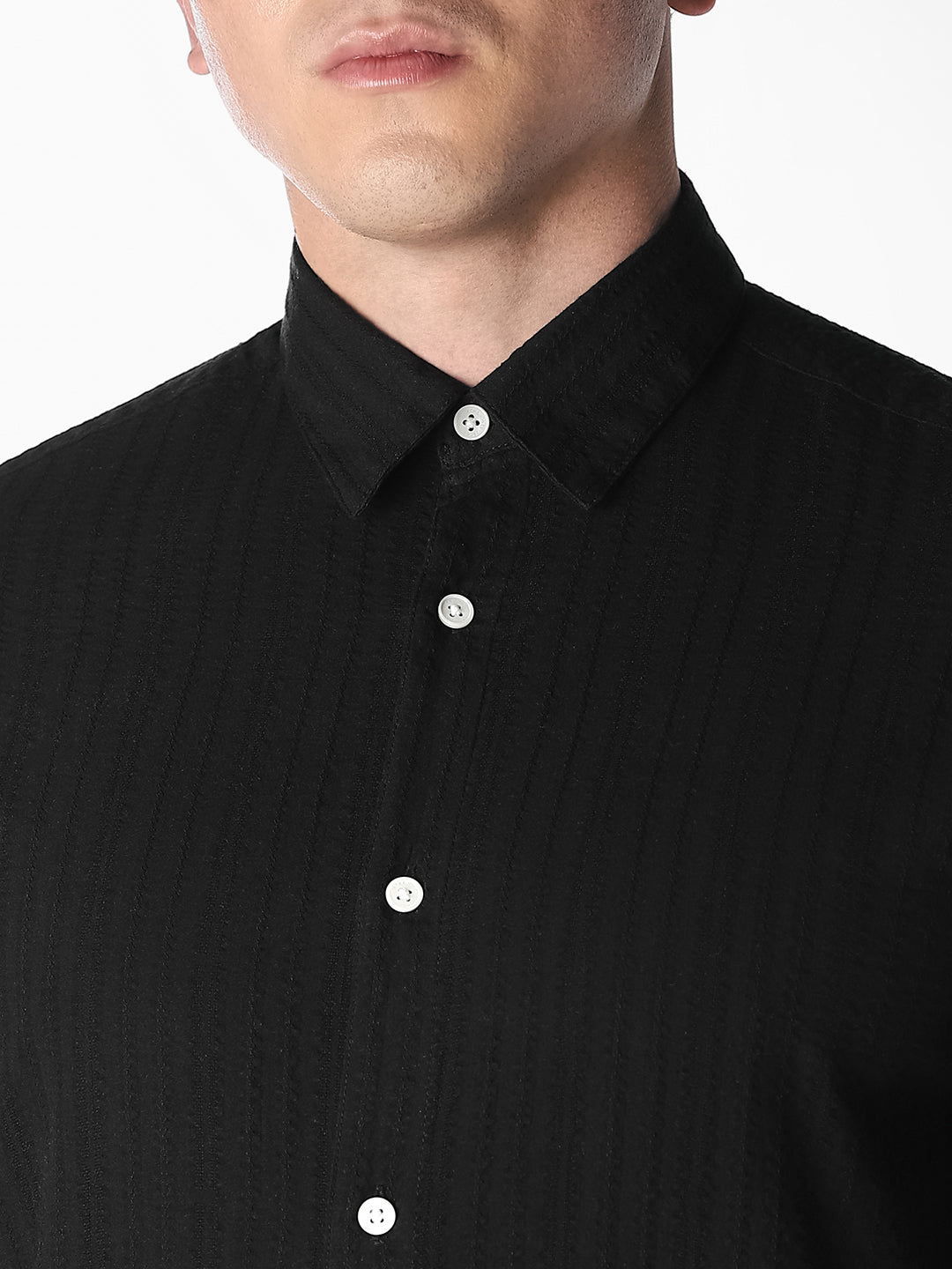 Black Dobby Cotton Shirt