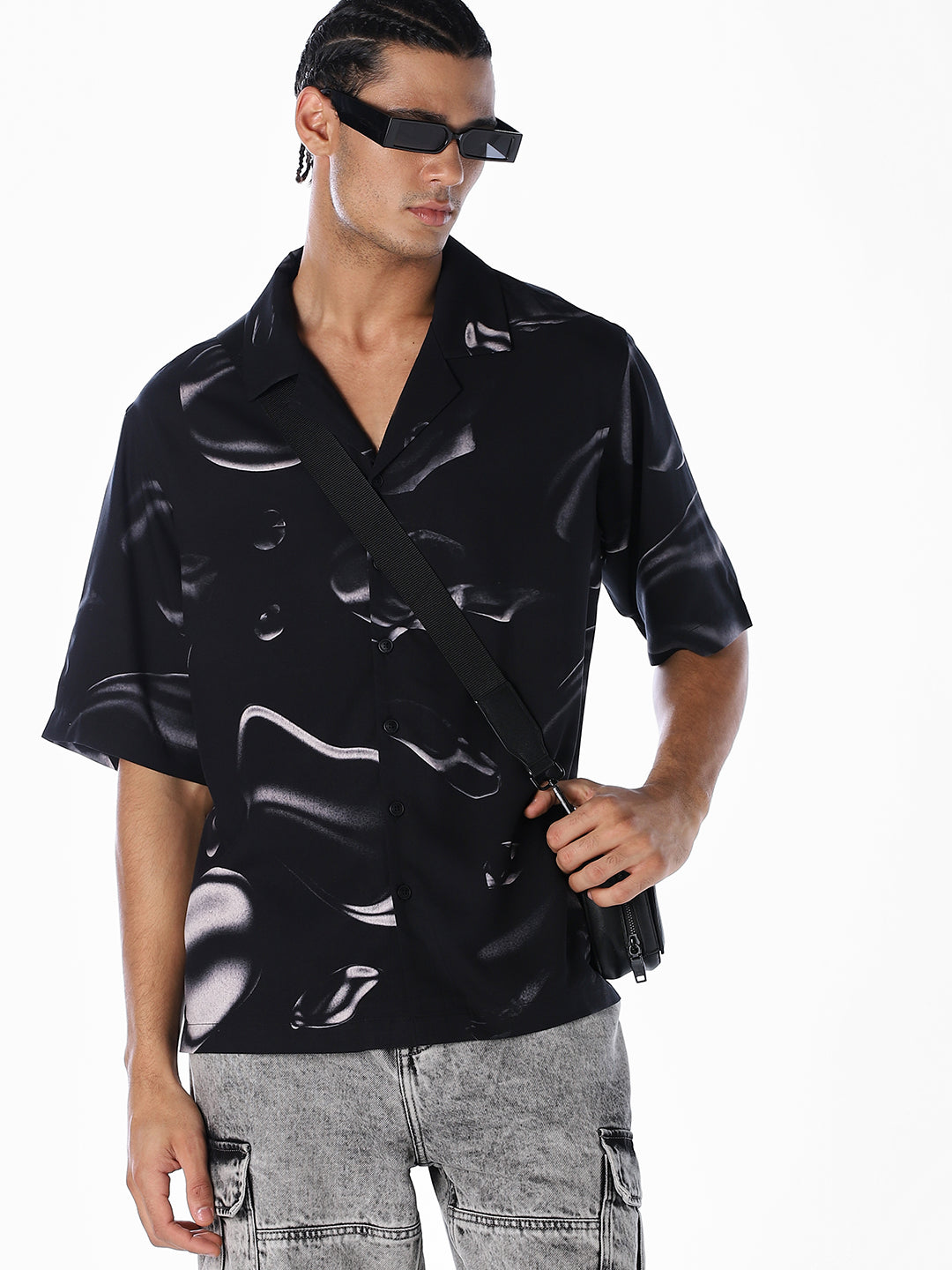 Printed Viscose Oversized Shirt