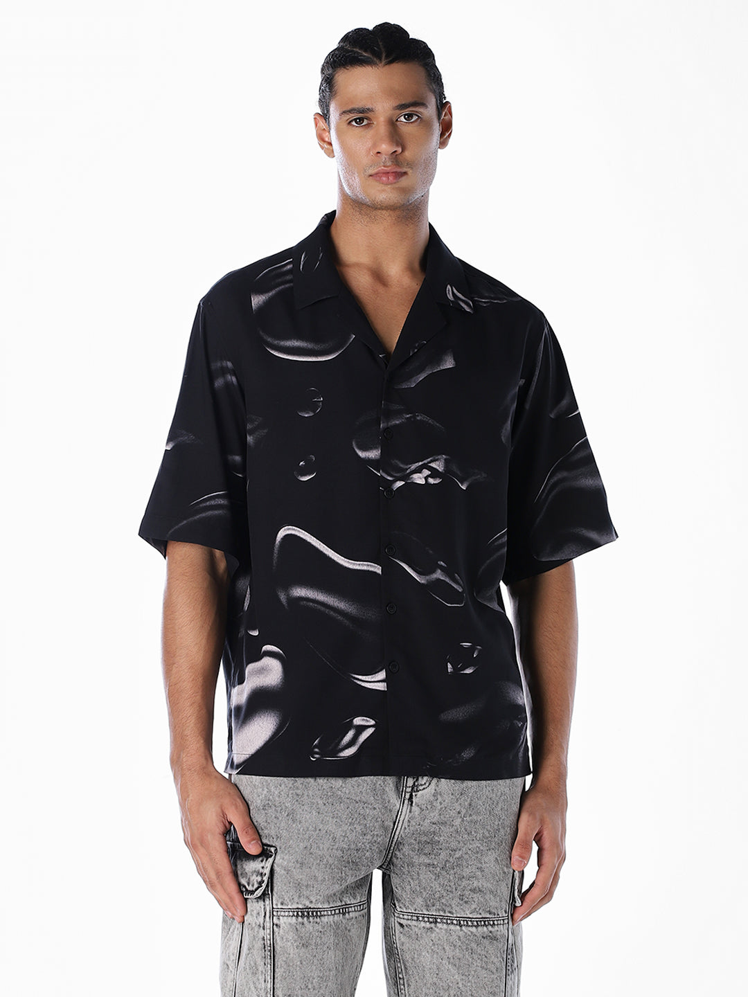 Printed Viscose Oversized Shirt