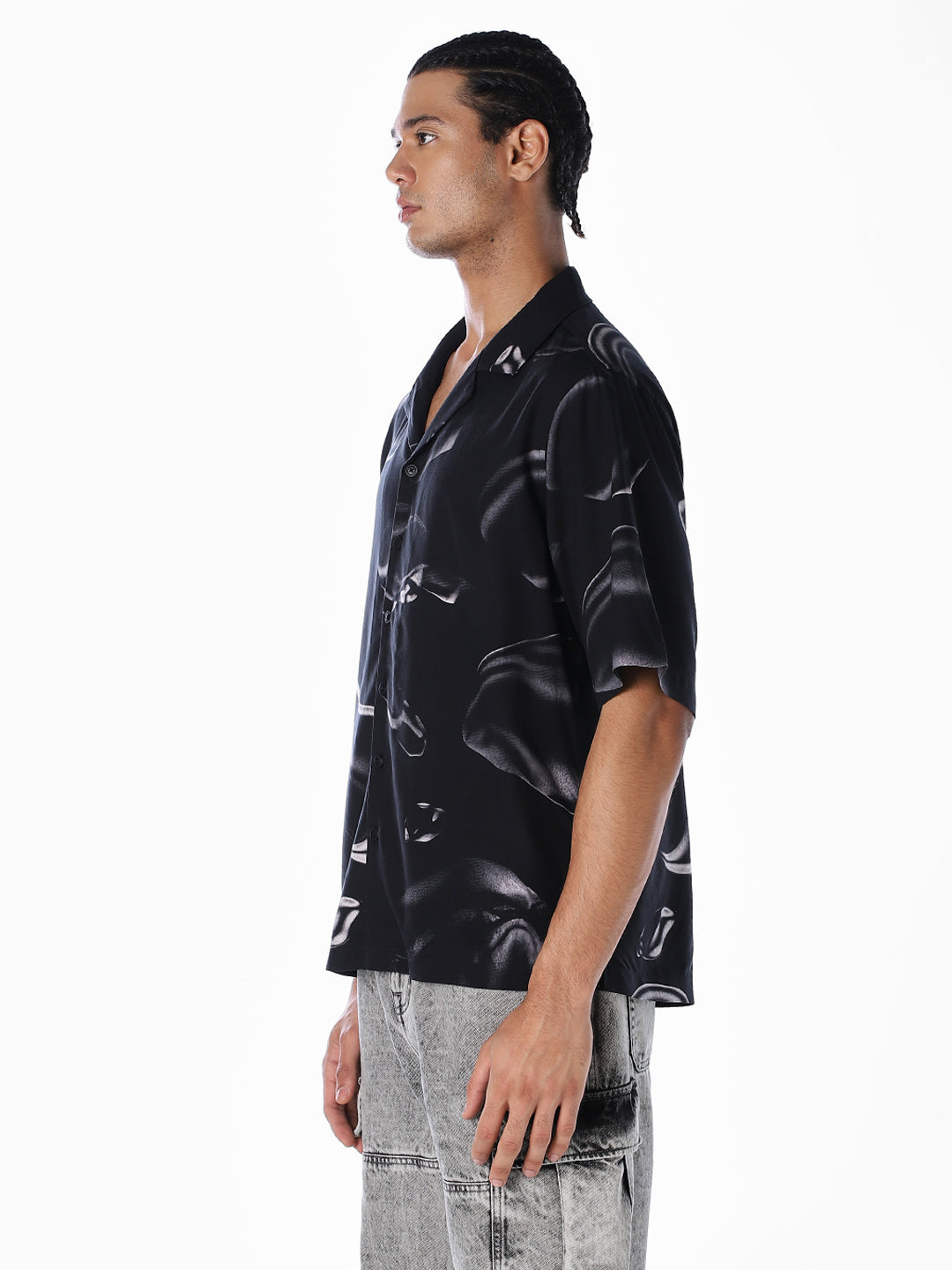 Printed Viscose Oversized Shirt
