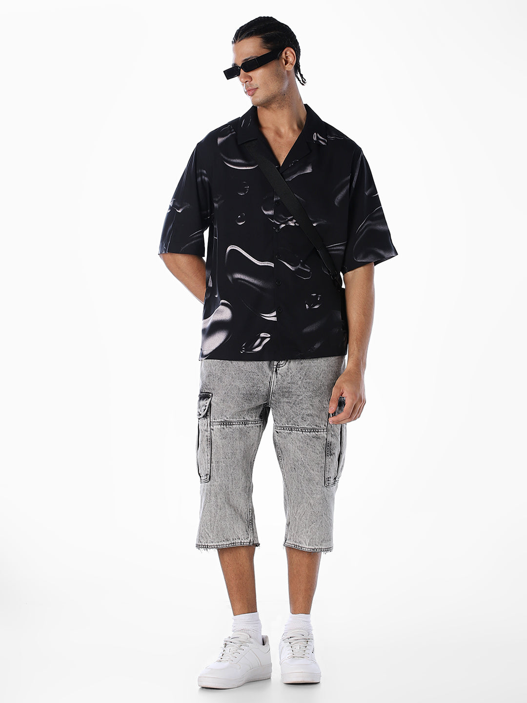 Printed Viscose Oversized Shirt