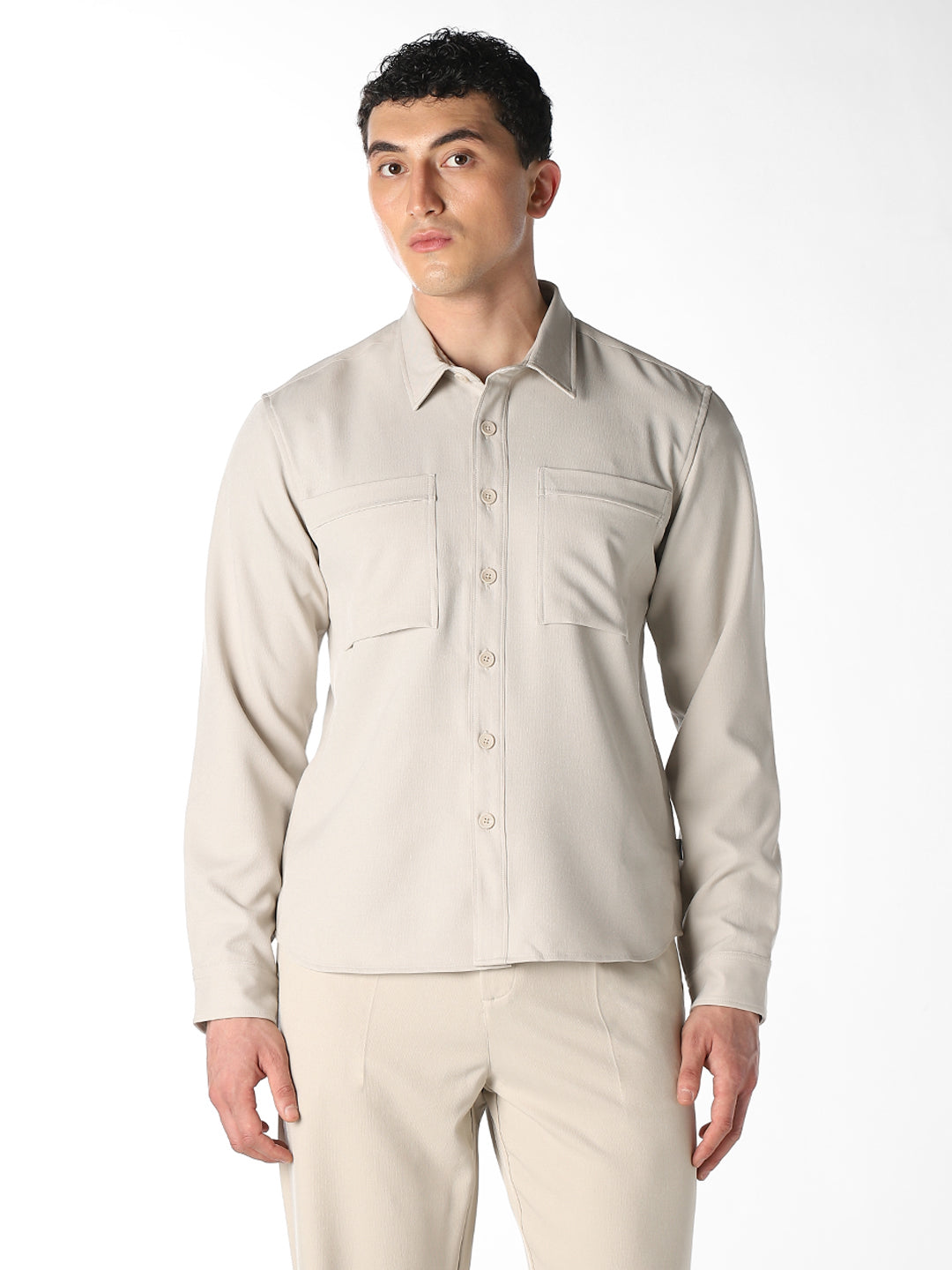 Dual Check Pocket Oversized Shirt