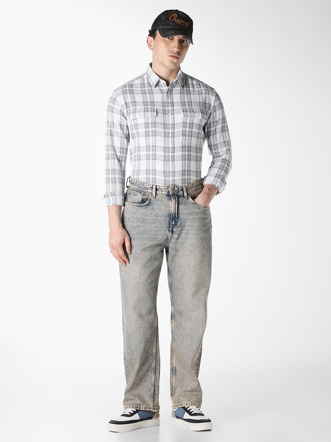 White Check Cotton Shirt
