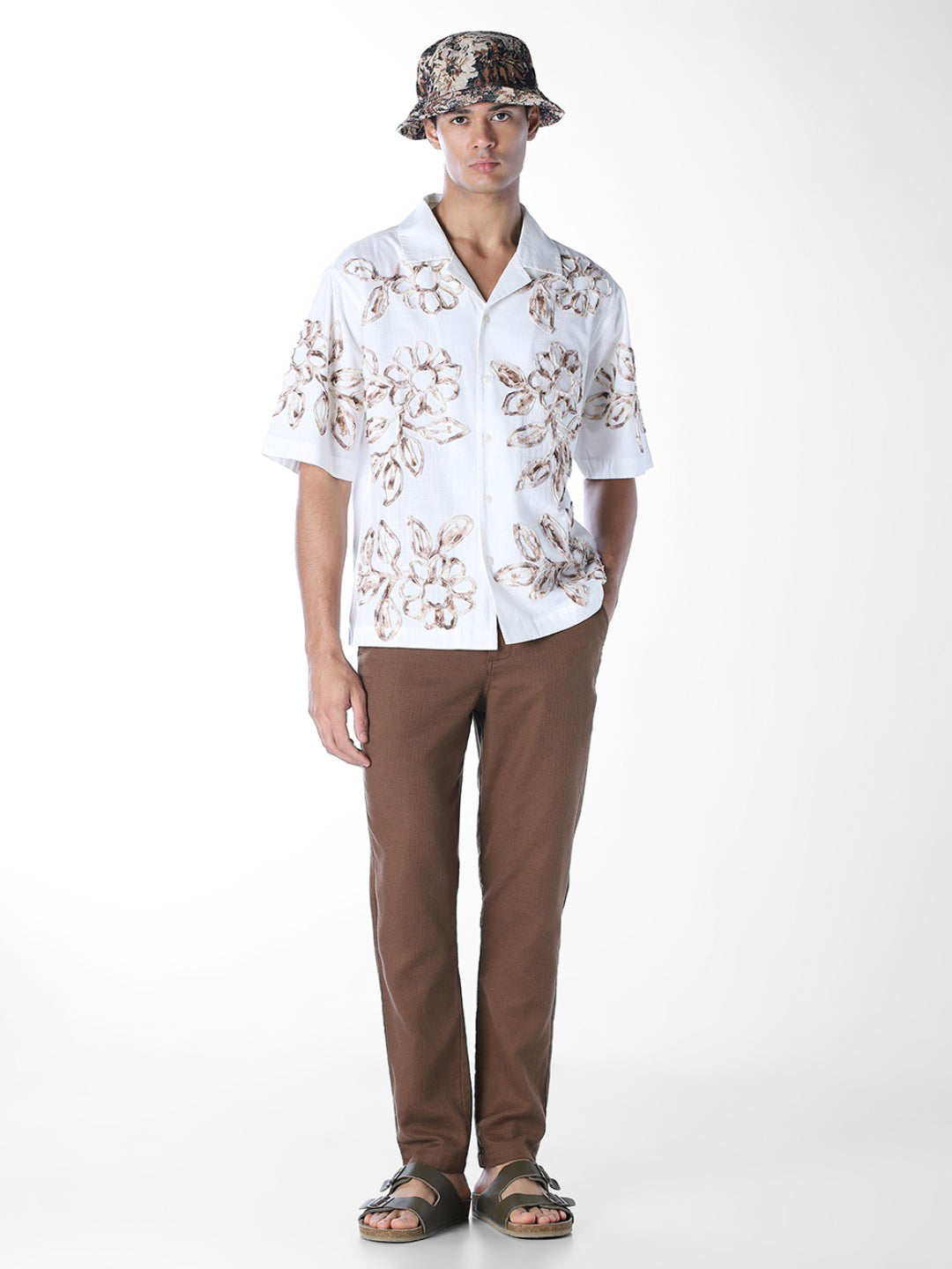Applique Embroidered Oversized Shirt - White