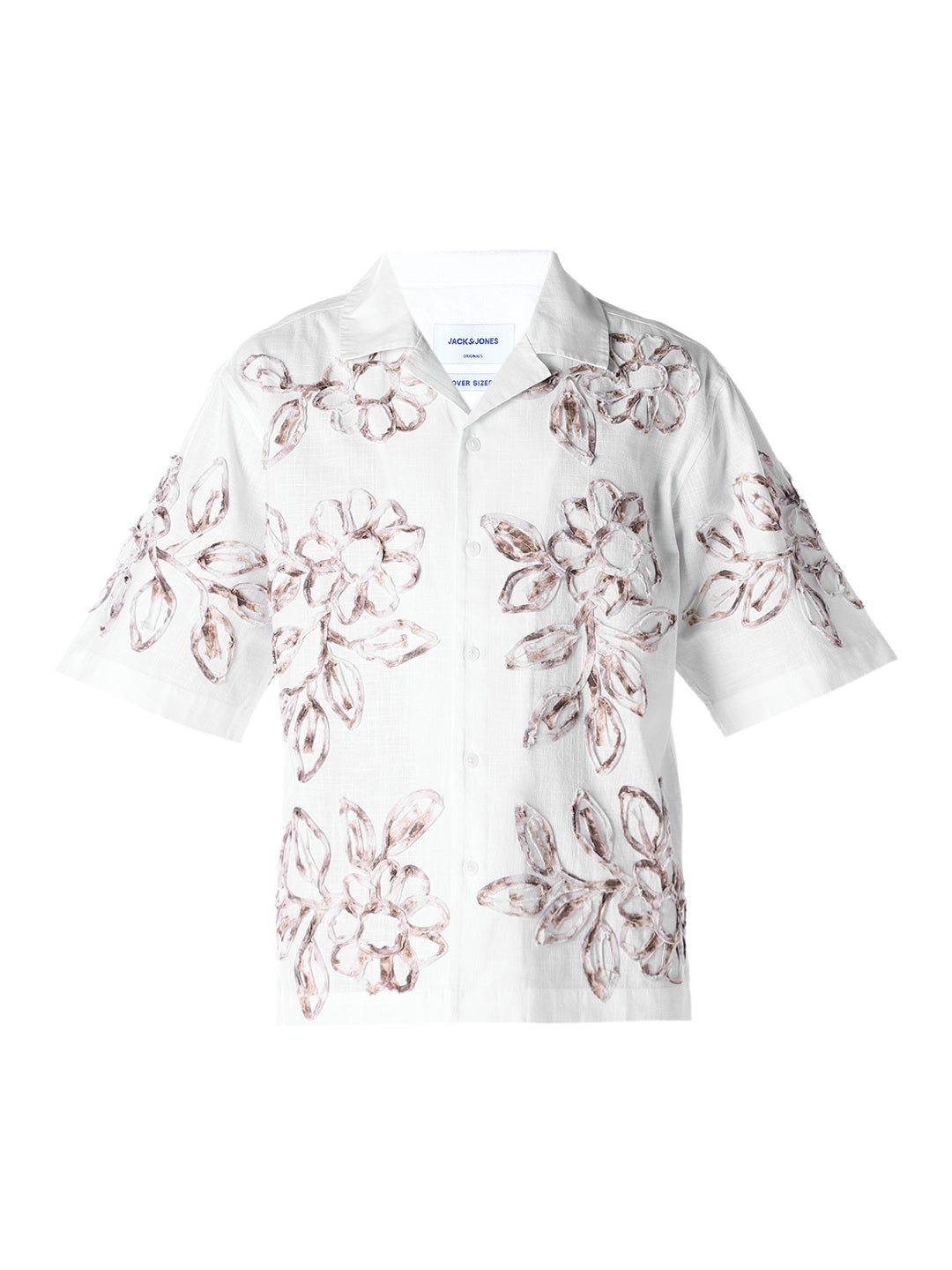 Applique Embroidered Oversized Shirt - White