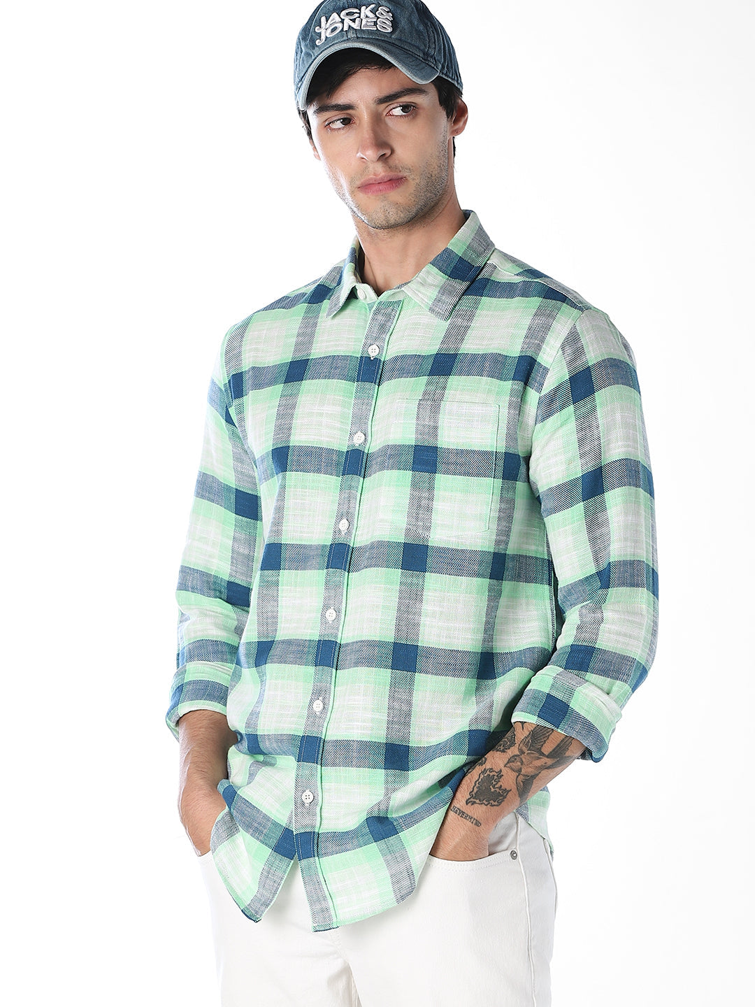 Cotton Check Full Sleeves Shirt - M