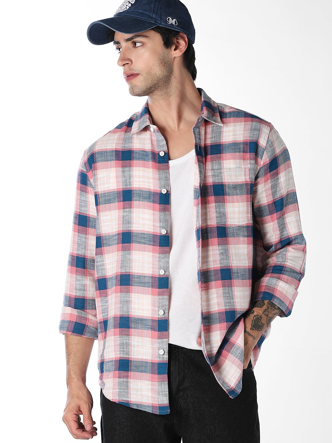 Cotton Check Full Sleeves Shirt - M