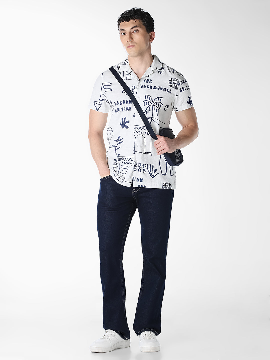 White Printed Comfort Fit Shirt