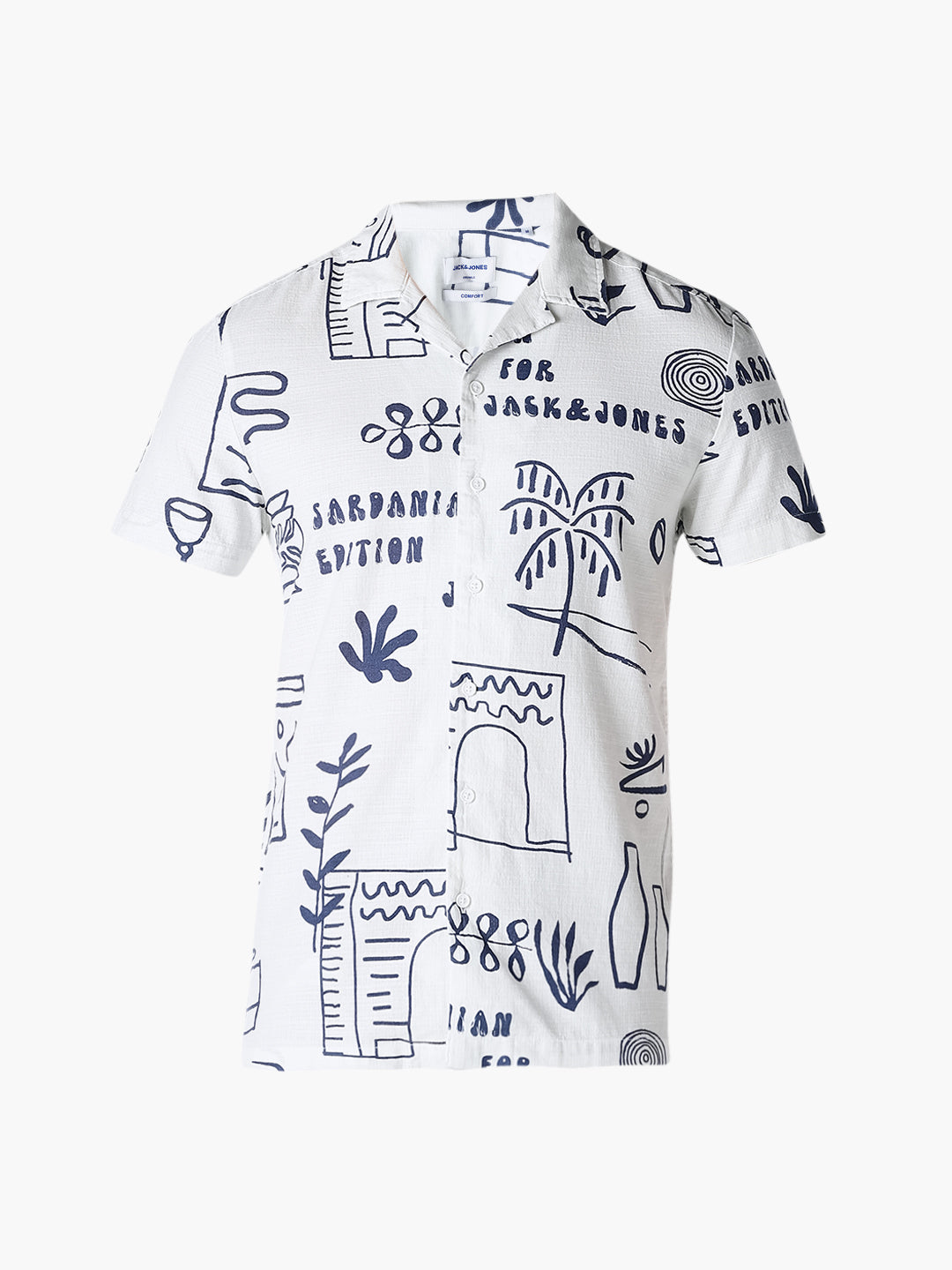 White Printed Comfort Fit Shirt