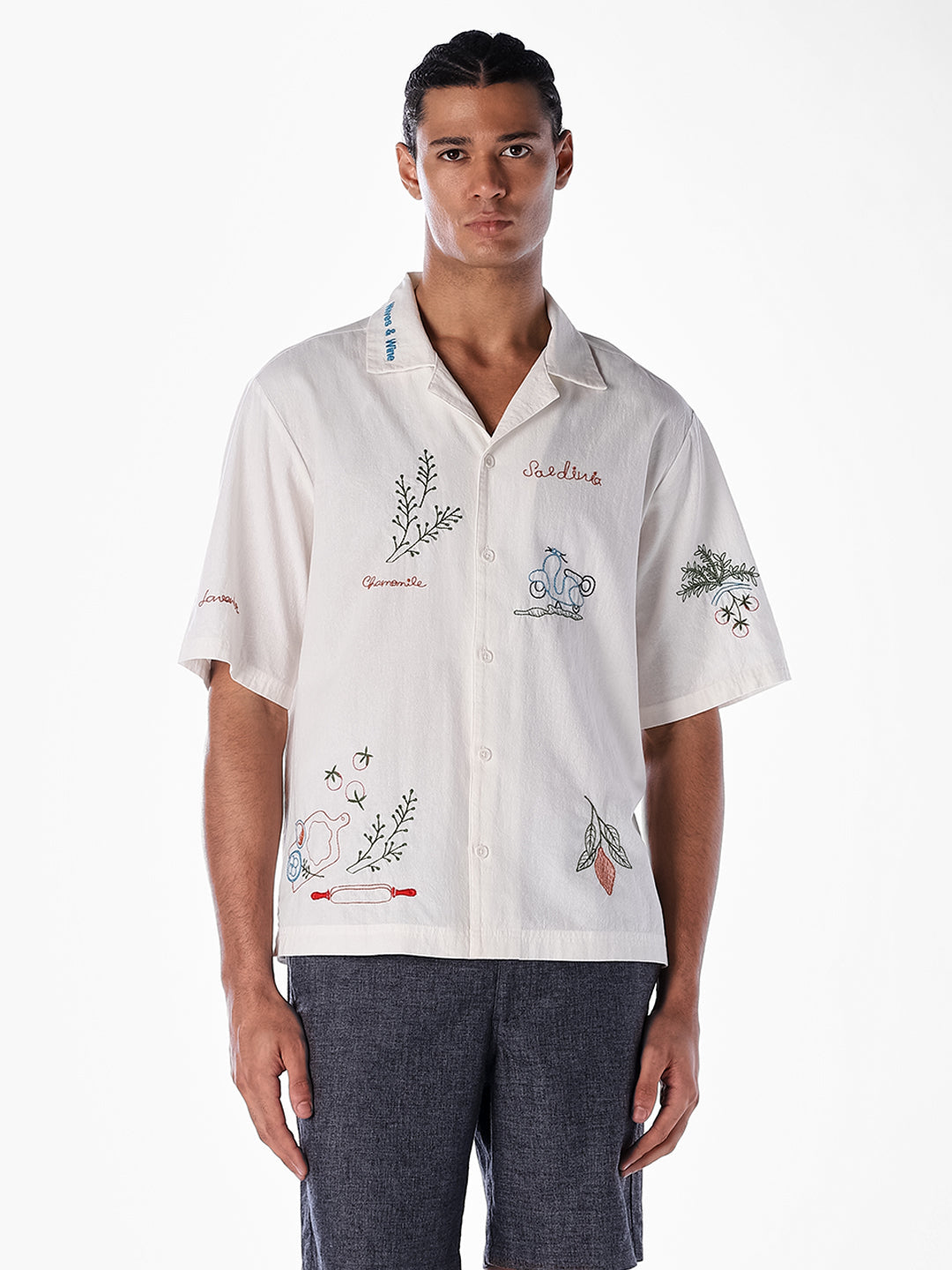 White Embroidered Oversized Shirt