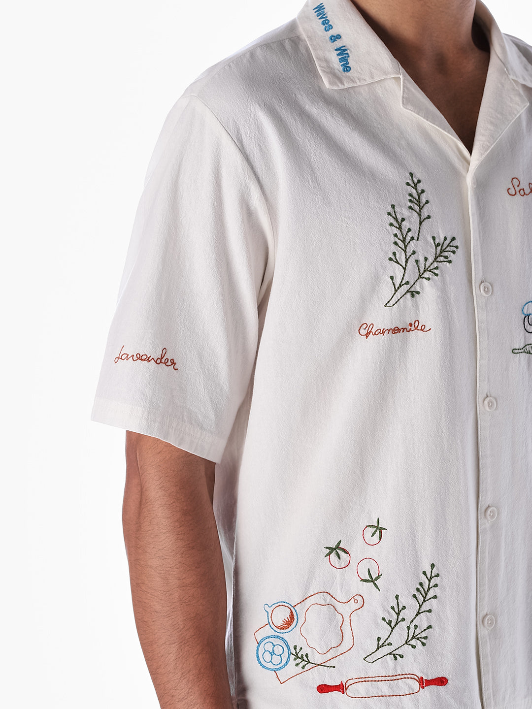 White Embroidered Oversized Shirt