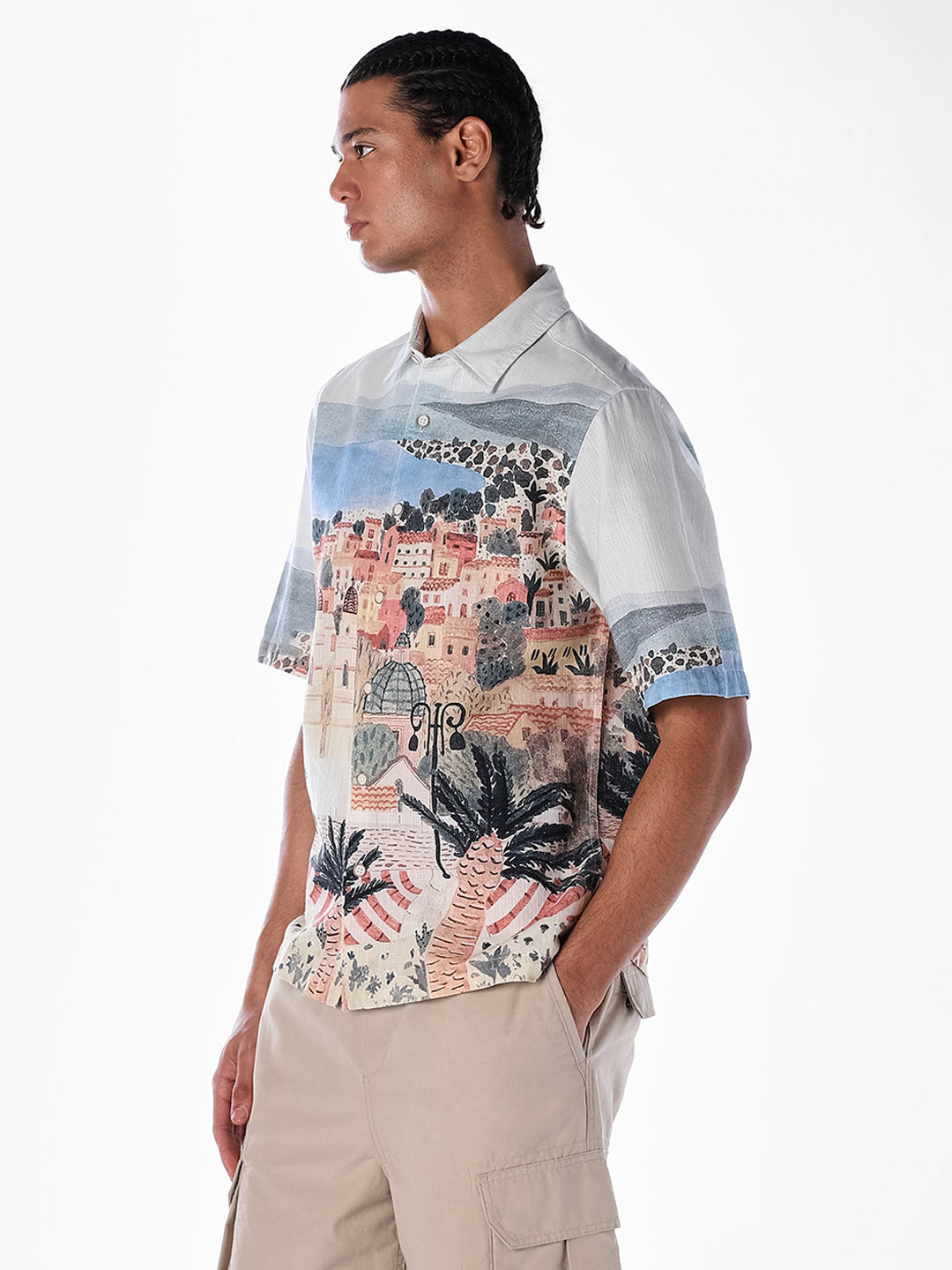 Scenic Print Oversized Shirt