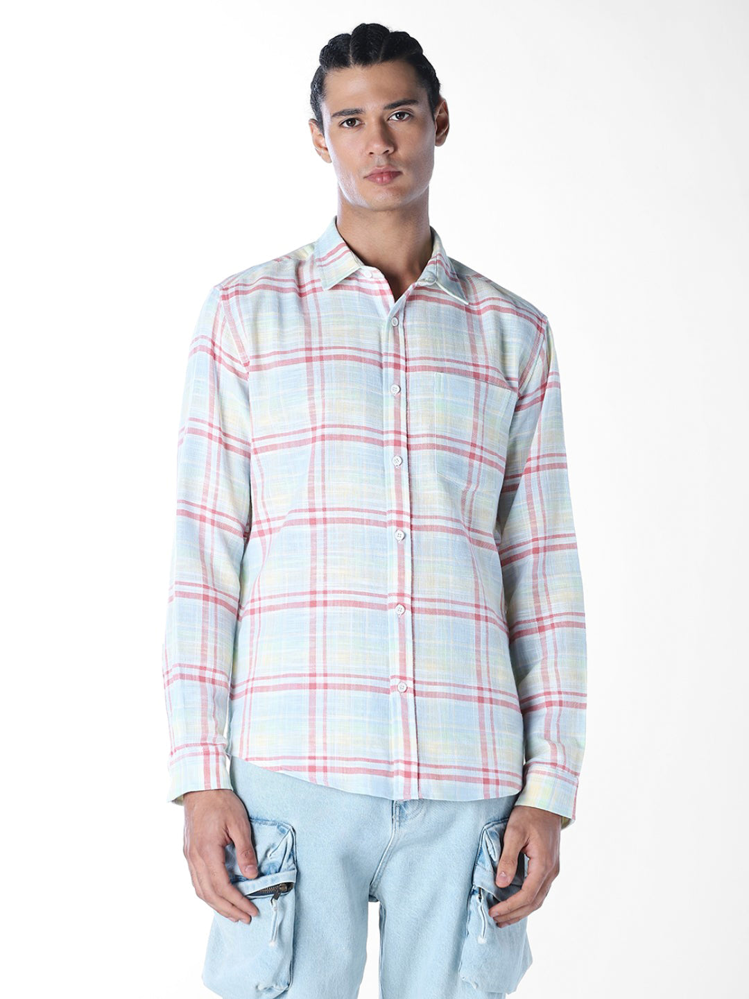 Pastel Green Check Cotton Shirt