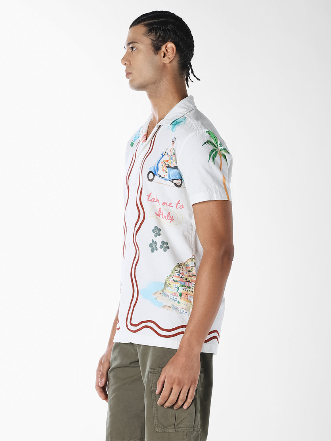 White Printed Comfort Fit Shirt
