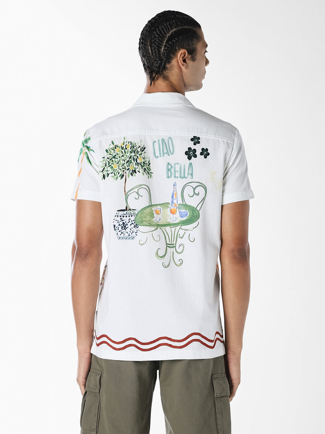 White Printed Comfort Fit Shirt