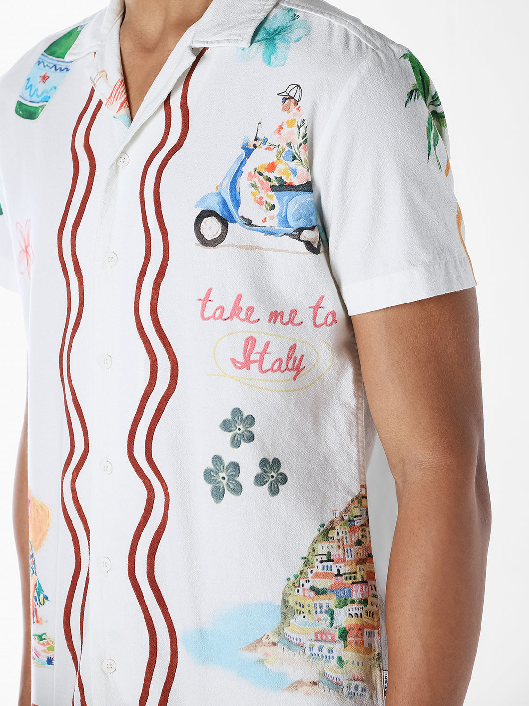 White Printed Comfort Fit Shirt