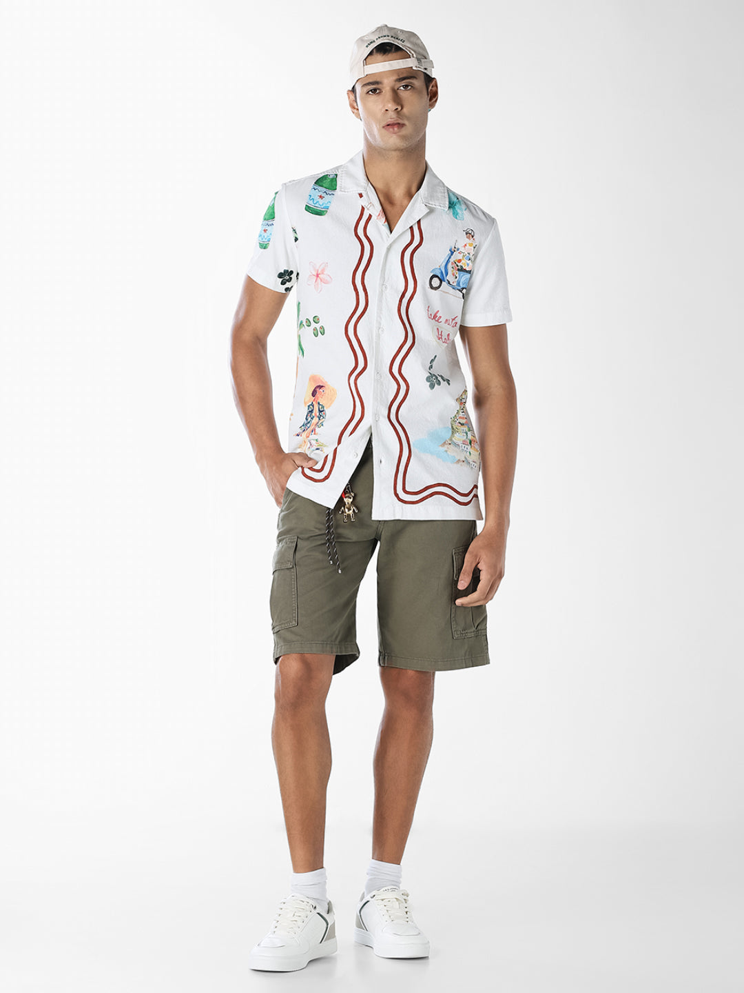 White Printed Comfort Fit Shirt