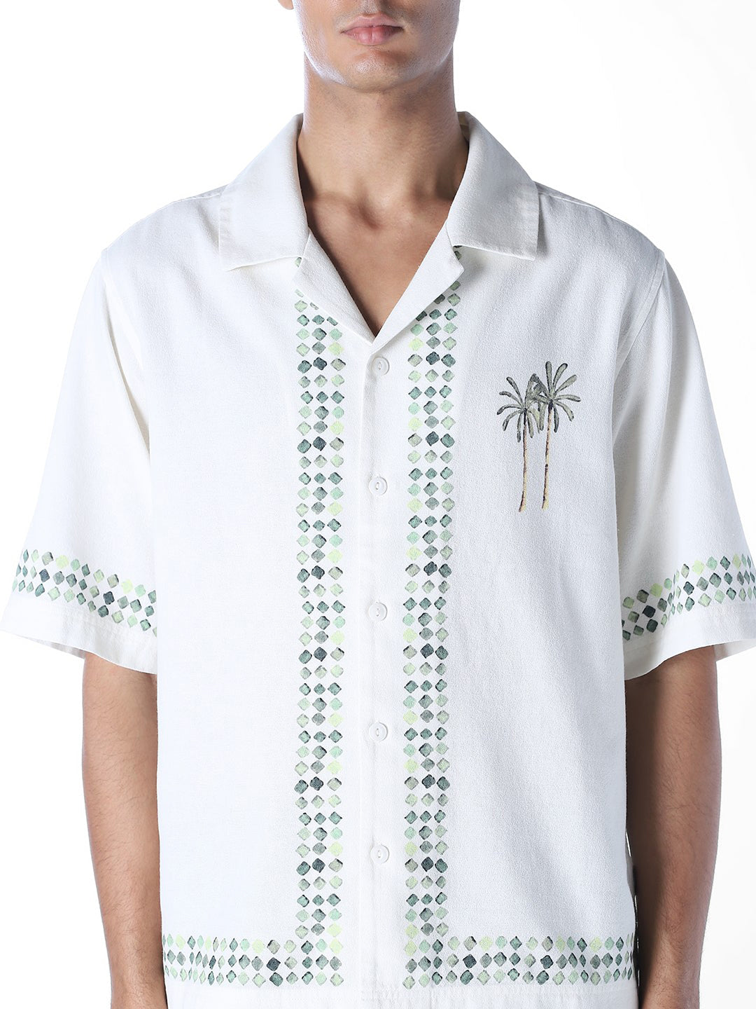 Palm Tree Embroidered Oversized Shirt