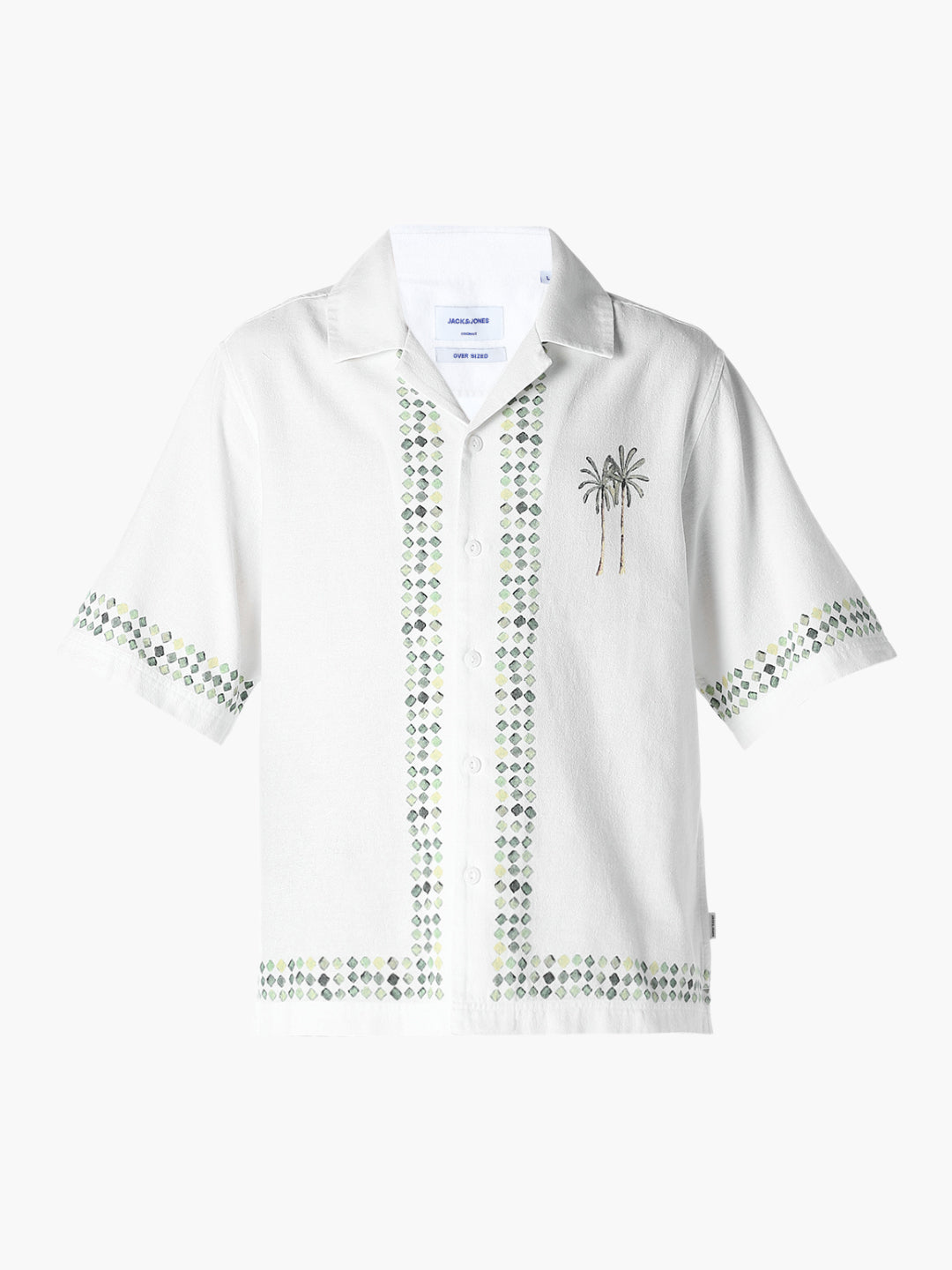 Palm Tree Embroidered Oversized Shirt