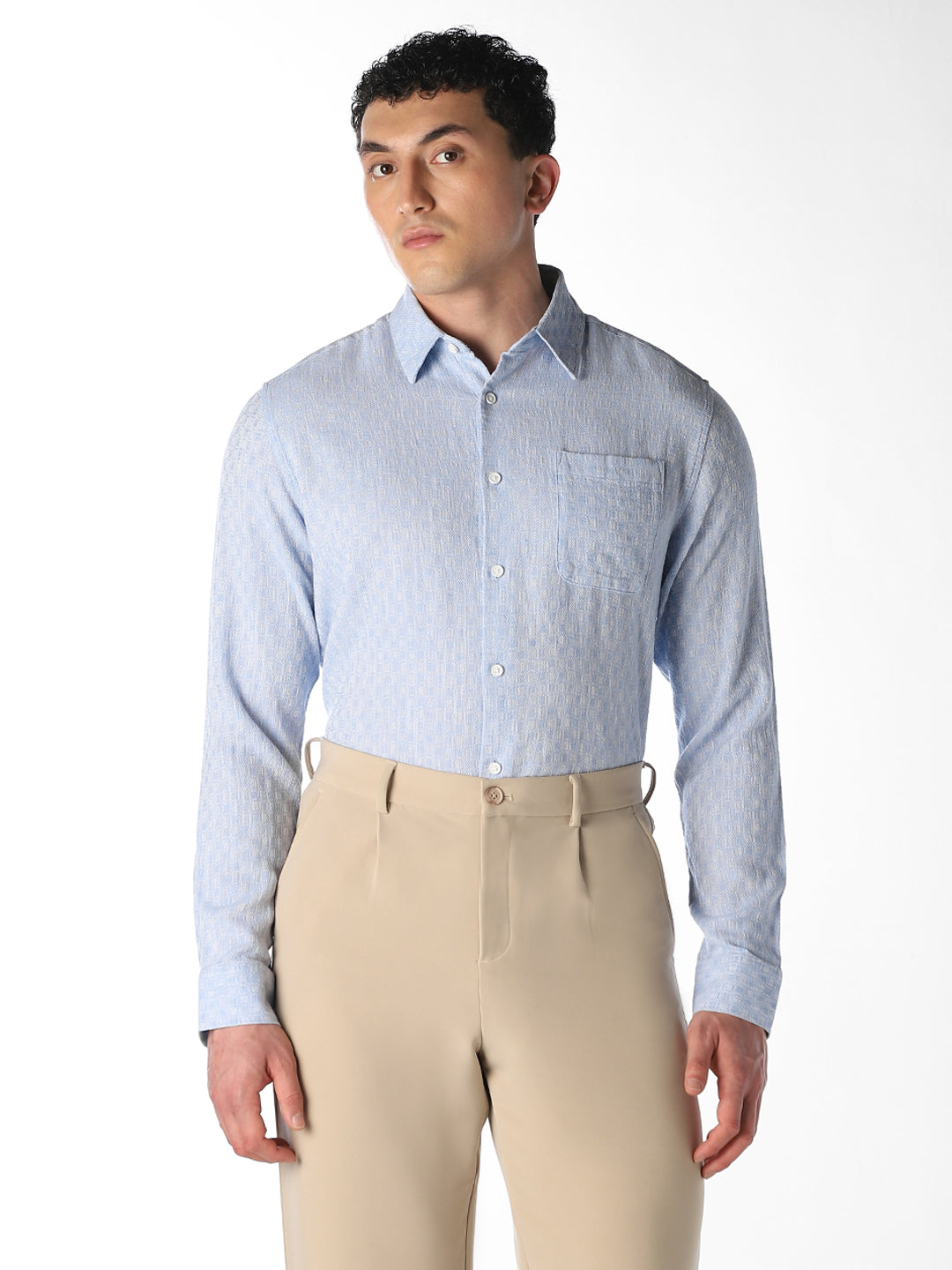 Dobby Cotton Shirt - Light Blue