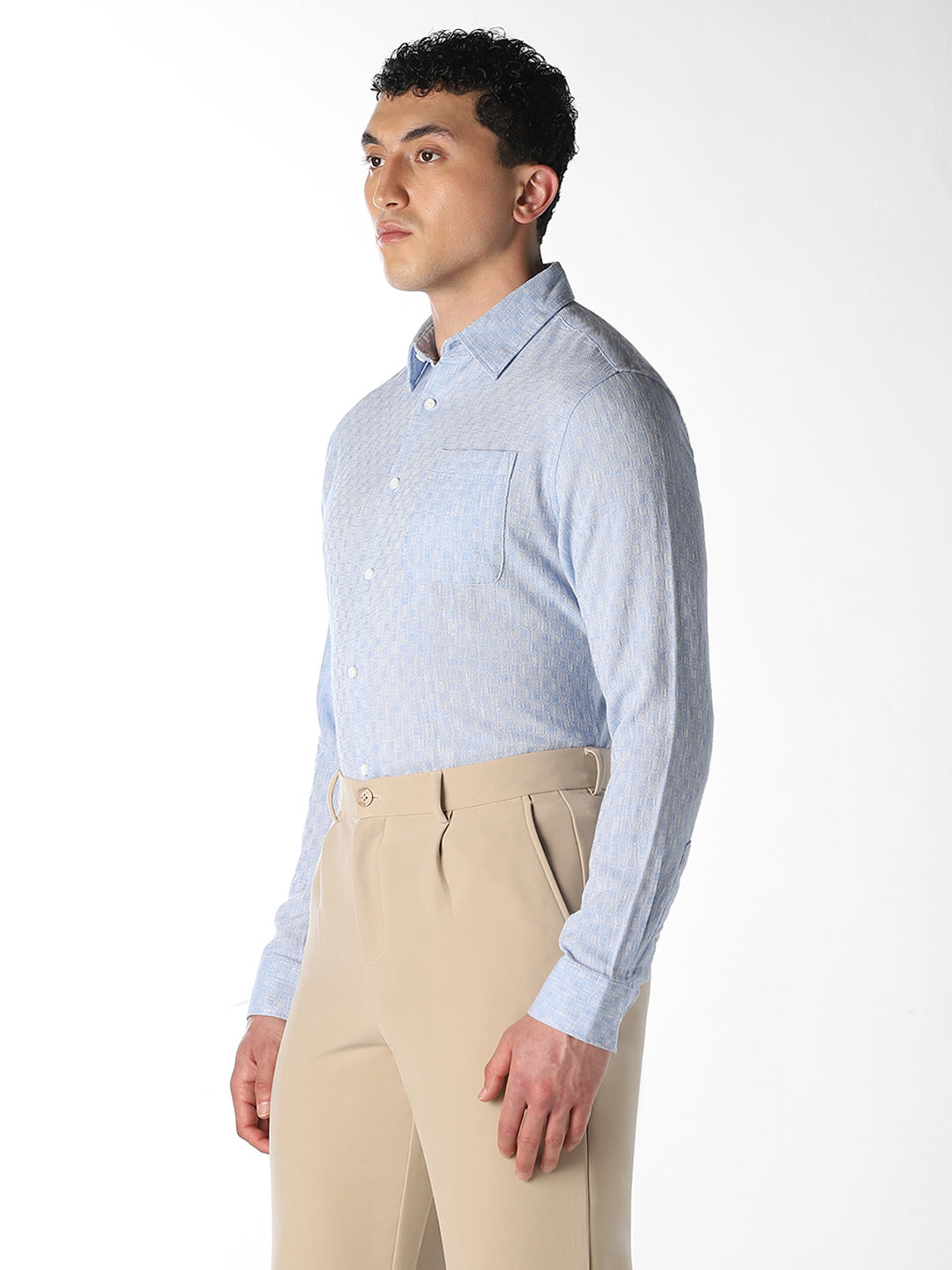 Dobby Cotton Shirt - Light Blue