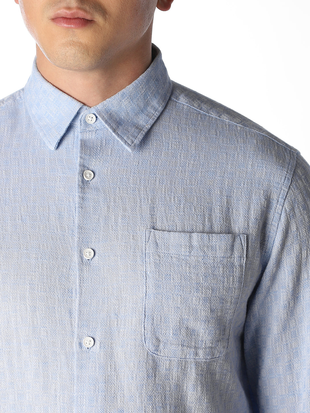Dobby Cotton Shirt - Light Blue