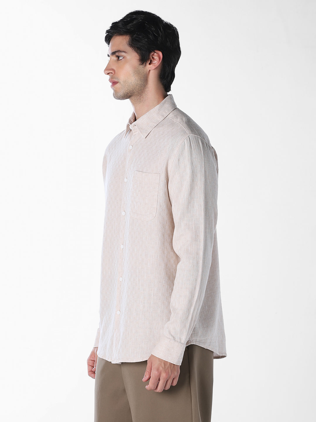 Textured Weave Full Sleeves Shirt