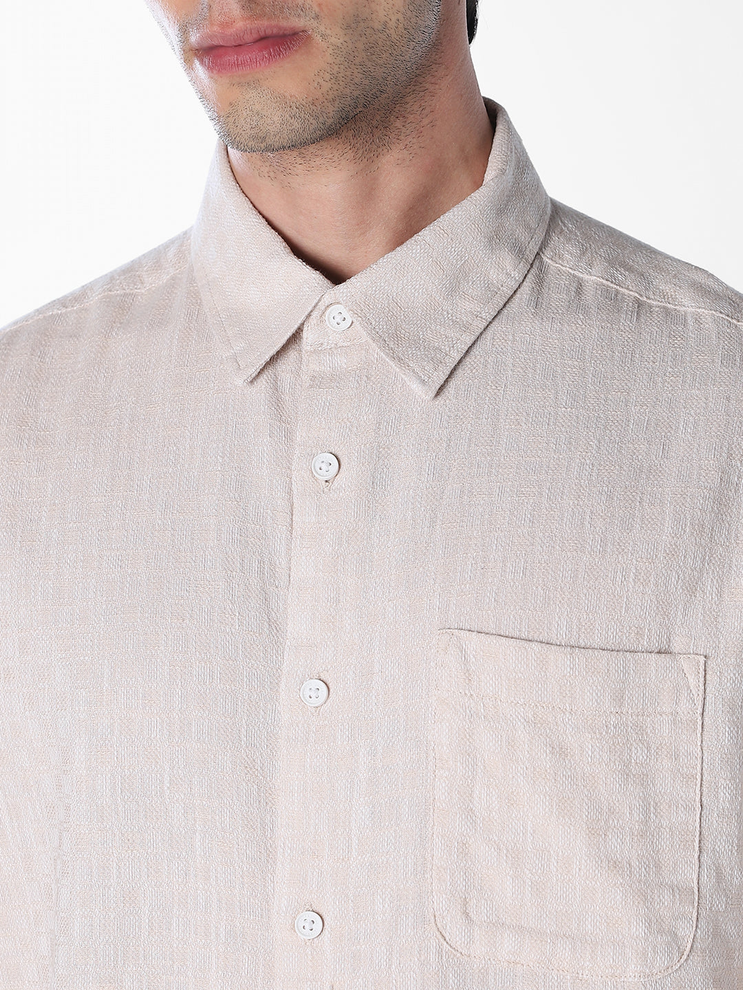Textured Weave Full Sleeves Shirt