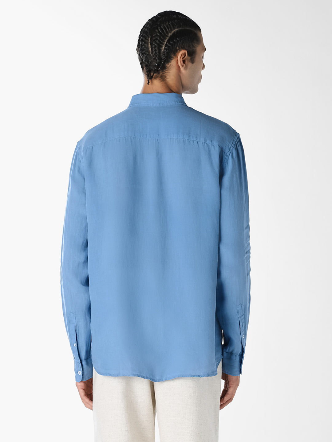 Blue Linen Full Sleeves Shirt
