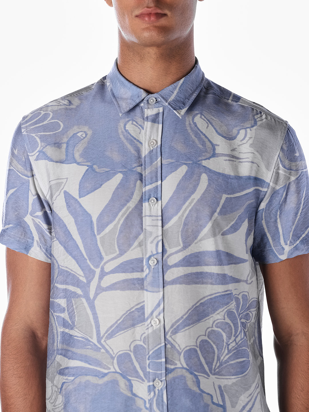 Blue Floral Comfort Fit Shirt