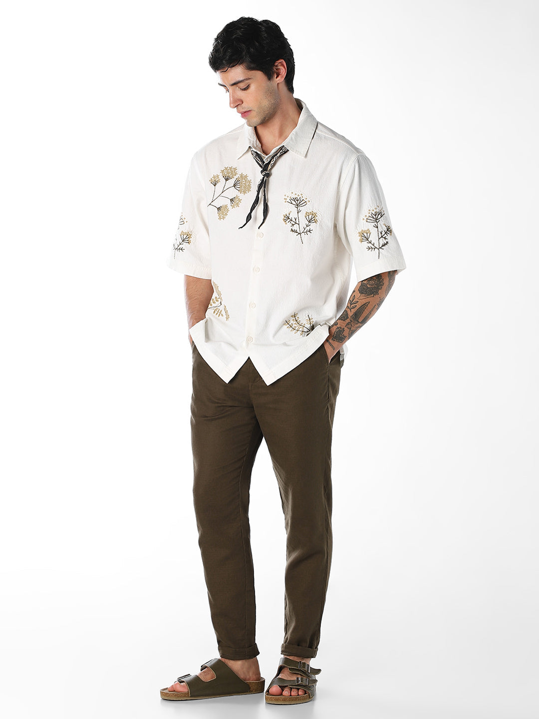 White Oversized Embroidered Shirt