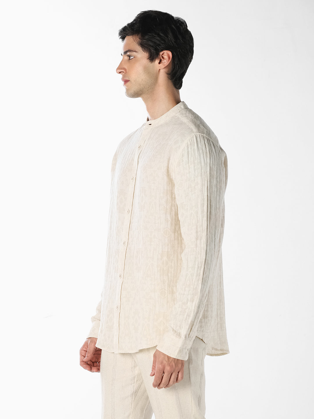 Beige Jacquard Cotton Shirt